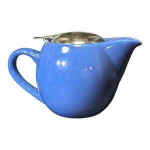 HuesNBrews Blue Ceramic Teapot With Stainless Steel Infuser & Lid 2 Cup